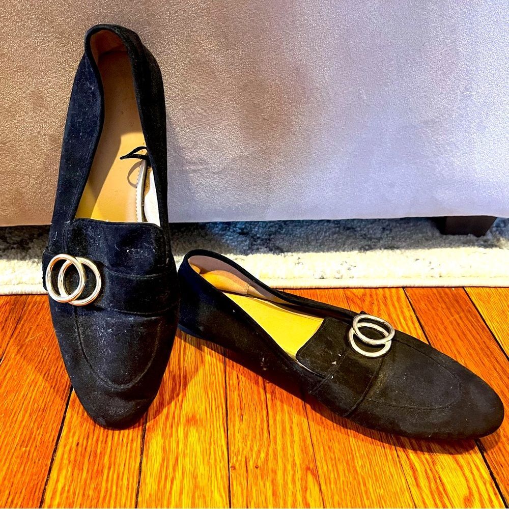 H&M Black Vegan Suede Loafer Flats Size 8.5